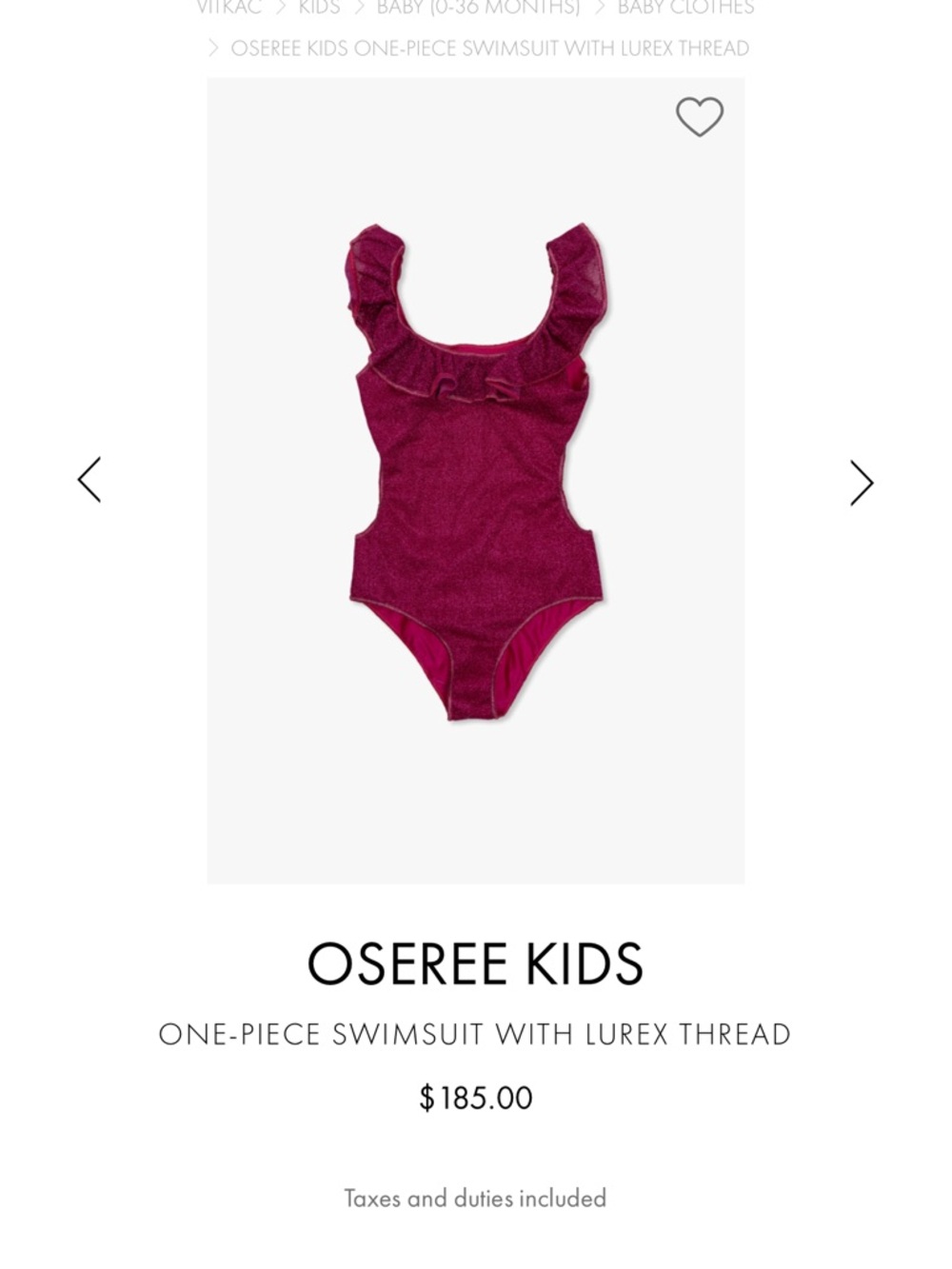 OSEREE Kids One-Piece Ruffled Swimsuit - Magenta size 4-6